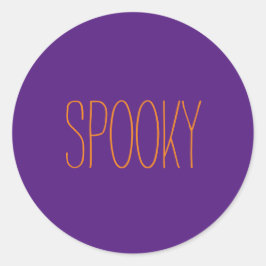 Pegatina Redonda Naranja espeluznante morado Halloween manuscrito