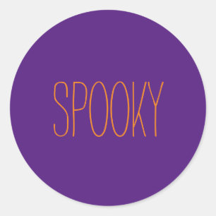 Pegatina Redonda Naranja espeluznante morado Halloween manuscrito