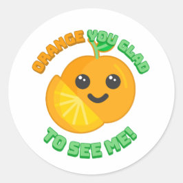 Pegatina Redonda Naranja, ¿estás contento de verme? Personalizado d
