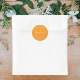 Pegatina Redonda Naranja Estilizado Boda Gracias