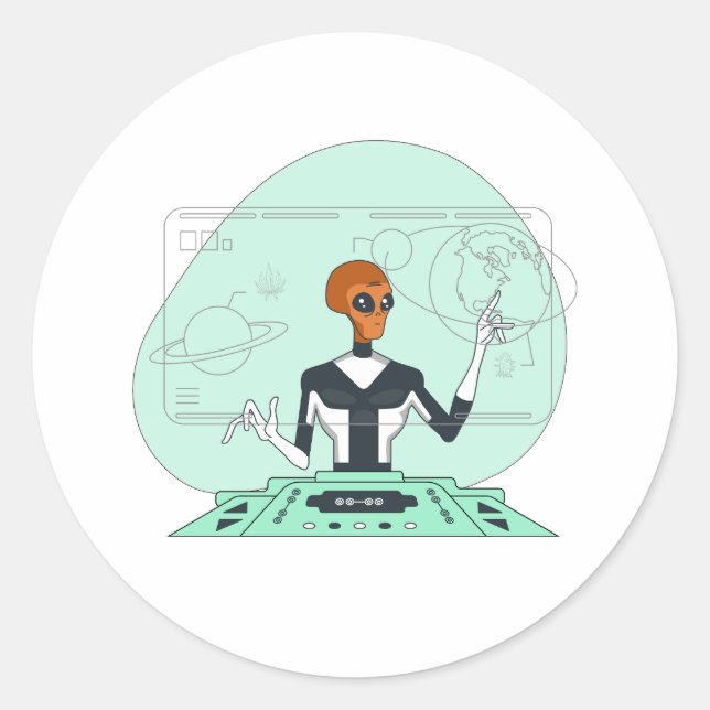 Pegatina Redonda naranja extranjero (Anverso)