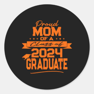 Pegatina Redonda Naranja Familiar Orgullosa Mamá Cl De 2024 Graduad