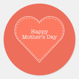 Pegatina Redonda Naranja feliz Día de la Madre