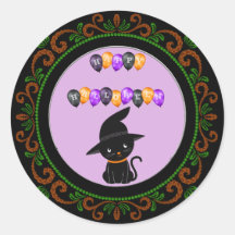 Naranja Gato Negro Verde Felices globos de Hallowe