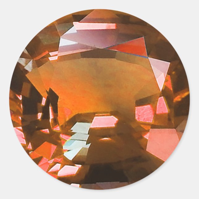 Pegatina Redonda Naranja Gem (Anverso)