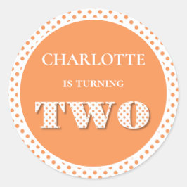 Pegatina Redonda Naranja girando dos puntos de polka