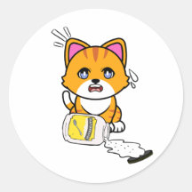 Naranja gracioso gato mayonesa derramada
