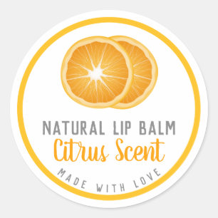 Pegatina Redonda Naranja hecho a mano Tangerine Citrus Lip Balm Eti