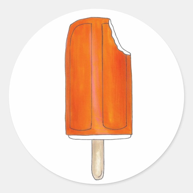 Pegatina Redonda Naranja Helado Crema Crema Creamsicle Popsicle Com (Anverso)