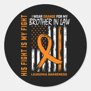 Pegatina Redonda Naranja Hermano En Derecho Leucemia Cáncer Awaren