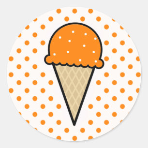 Pegatina Redonda Naranja Ice Cream Cone