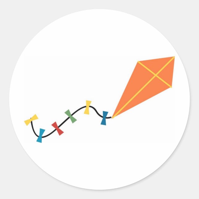 Pegatina Redonda Naranja Kite (Anverso)