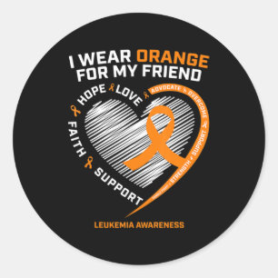 Pegatina Redonda Naranja Leucemia Awareness Frits Gifts Hombres Muj