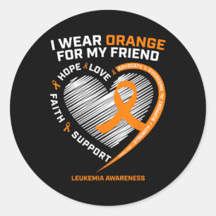 Pegatina Redonda Naranja Leucemia Awareness Frits Gifts Hombres Muj