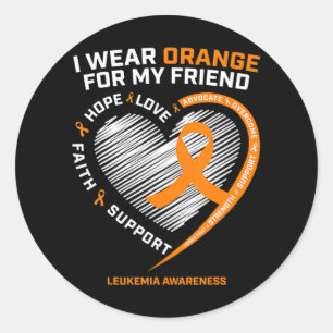 Pegatina Redonda Naranja Leucemia Awareness Frits Gifts Hombres Muj