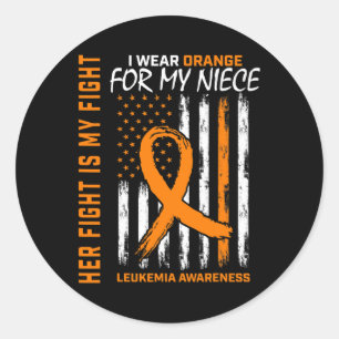 Pegatina Redonda Naranja Leucemia Conciencia sobre el cáncer Niece 