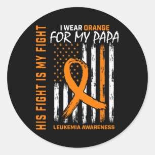 Pegatina Redonda Naranja Leukemia Conciencia sobre el cáncer Papa A