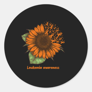 Pegatina Redonda Naranja Leukemia Sensibilización Girasol Regalo Gu