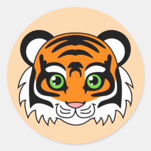 Pegatina Redonda Naranja lindo del tigre