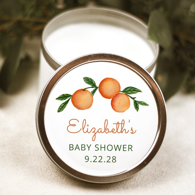 Pegatina Redonda Naranja Little Cutie Citrus Baby Shower Square Sti (Subido por el creador)
