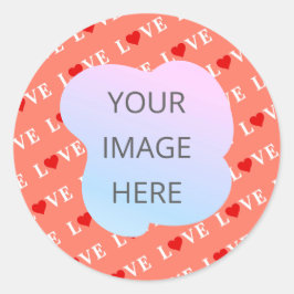 Pegatina Redonda Naranja LOVE Heart