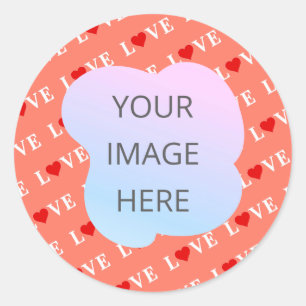 Pegatina Redonda Naranja LOVE Heart