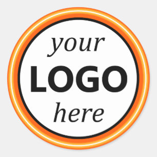 Pegatina Redonda Naranja luminoso Neon Your Circle Logo Image