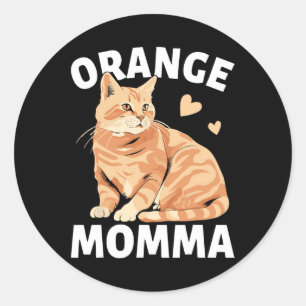 Pegatina Redonda Naranja Mamma Cat Cute Cat Avers