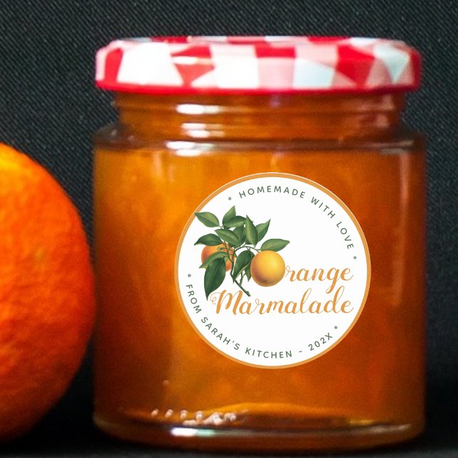 Pegatina Redonda Naranja Marmalade casero con amor Citrus Jar Lid (Subido por el creador)