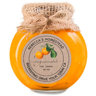 Pegatina Redonda Naranja Marmalade Kraft Etiquetas de lata de papel