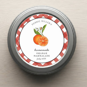 Pegatina Redonda Naranja Marmalade Plaid Round Jam