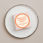 Pegatina Redonda Naranja moderno de mediados del siglo<br><div class="desc">Naranja moderno MidCentury Tipografía Retro Boda personalizada Gracias Pegatina redondo clásico</div>