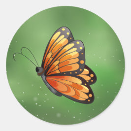 Pegatina Redonda Naranja Monarch Personalizado Butterfly