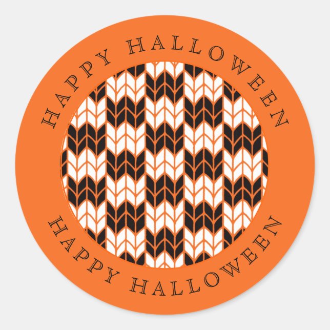 Pegatina Redonda Naranja NEGRO CHECK KNIT Pegatinas redondos grande (Anverso)