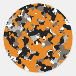Pegatina Redonda Naranja Negro Gris Camuflaje Tan Camo Impresión Fi