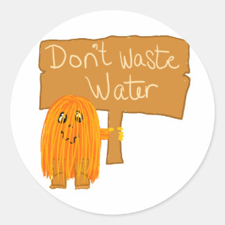Pegatina Redonda naranja no desperdicie agua