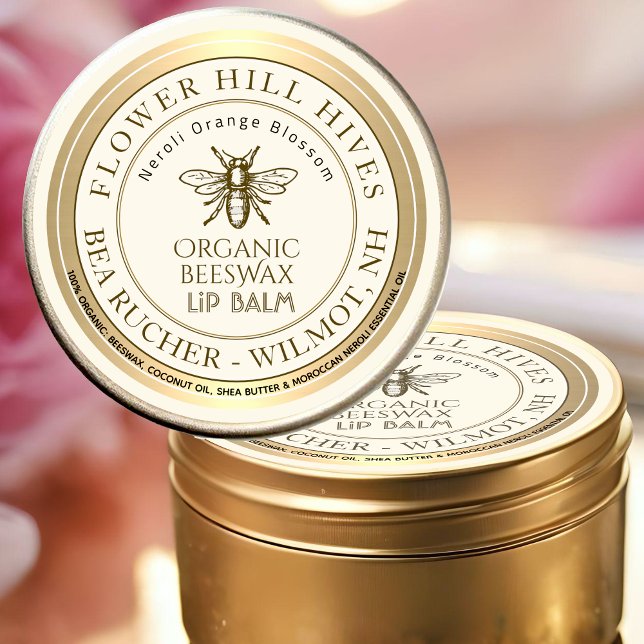 Pegatina Redonda Naranja orgánico Blossom Beeswax Lepe Balm con abe (Subido por el creador)