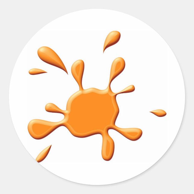 Pegatina Redonda Naranja Paint Splodge (Anverso)