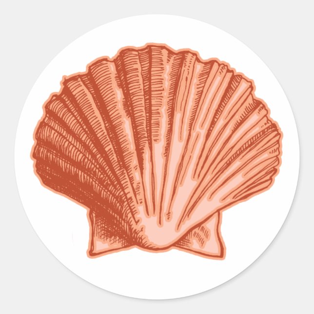 Pegatina Redonda Naranja Peach Seashell Pegatinas (Anverso)