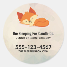 Pegatina Redonda Naranja Personalizado Fox Sleeping Business