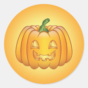 Pegatina Redonda Naranja Personalizado Halloween Calabaza