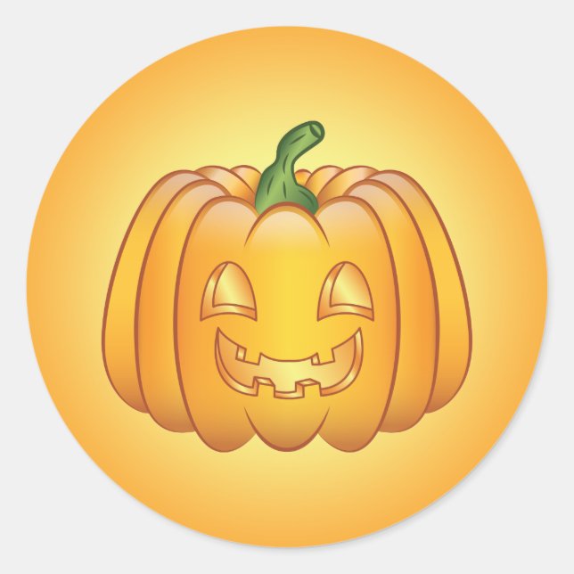 Pegatina Redonda Naranja Personalizado Halloween Calabaza (Anverso)