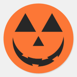 PEGATINA REDONDA NARANJA PERSONALIZADO PUMPKIN FACE HALLOWEEN