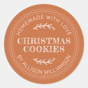 Pegatina Redonda Naranja quemado de cookies de Navidades caseros ru