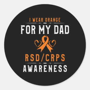 Pegatina Redonda Naranja Ribbon Crpsrsd Awareness For Dad