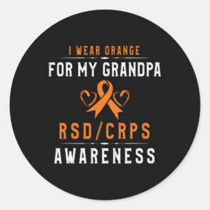 Pegatina Redonda Naranja Ribbon Crpsrsd Sensibilización Para El Abu
