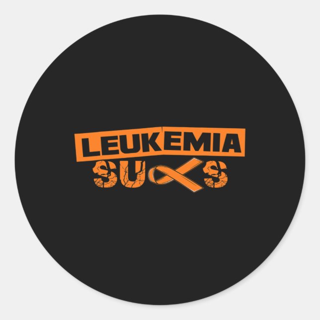 Pegatina Redonda Naranja Ribbon I Leukemia Dad Septiembre (Anverso)