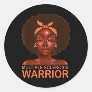 Pegatina Redonda Naranja Ribbon Sra. Awareness Warrior Black Afro