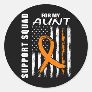 Pegatina Redonda Naranja Ribbon Tía Leukemia Conciencia La Bandera 