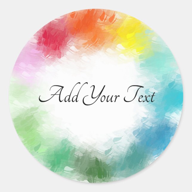 Pegatina Redonda Naranja Rojo Rosa Amarillo Verde Azul Azul Púrpura (Anverso)